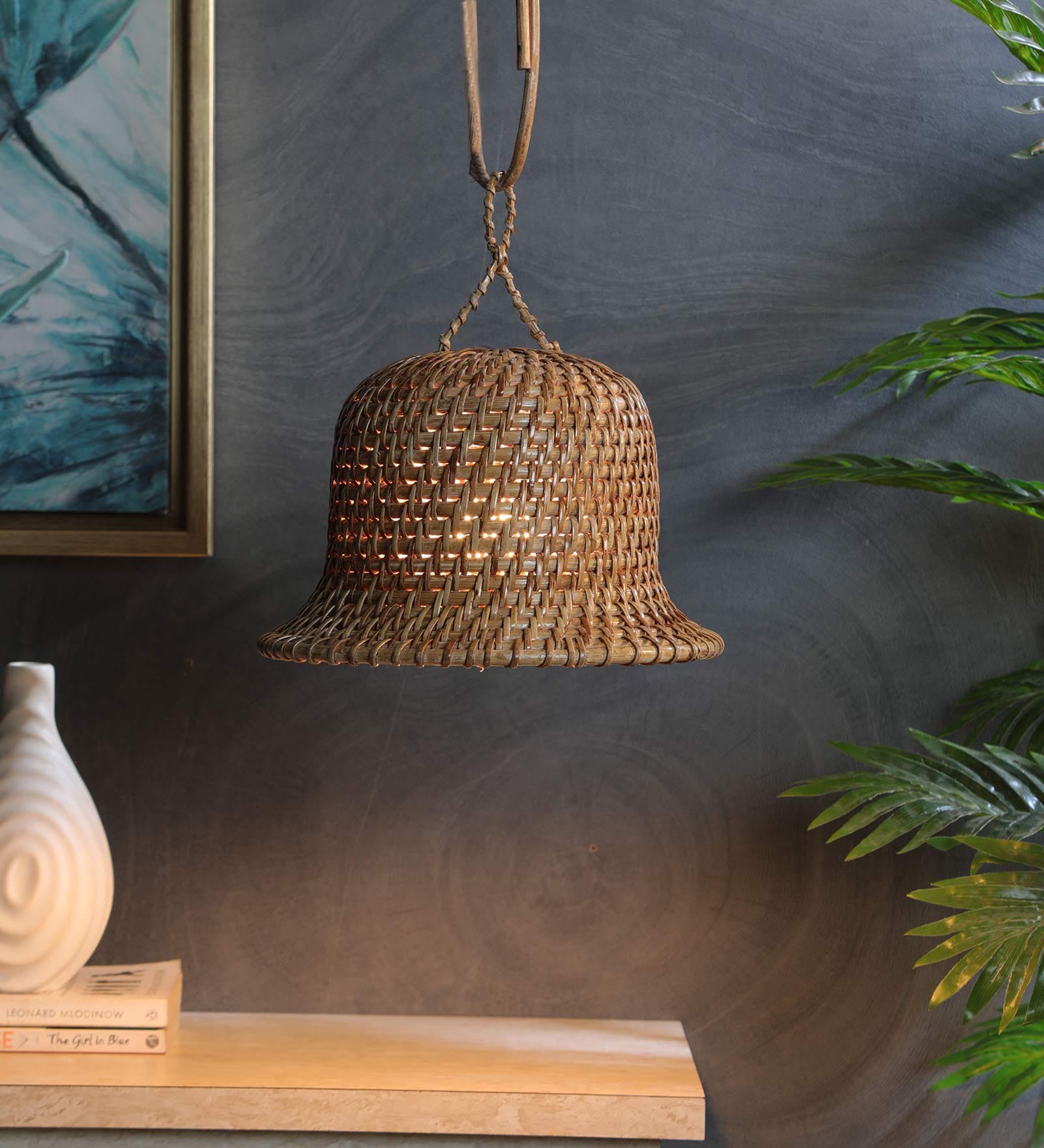 Baige Assam Cane Single Hanging Light Set of 2