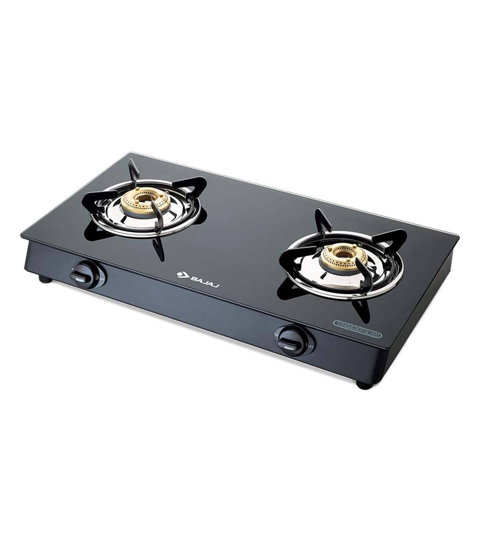 Buy Bajaj 2 Burner Stainless Steel & Glass Gas Stove (Manual, Black