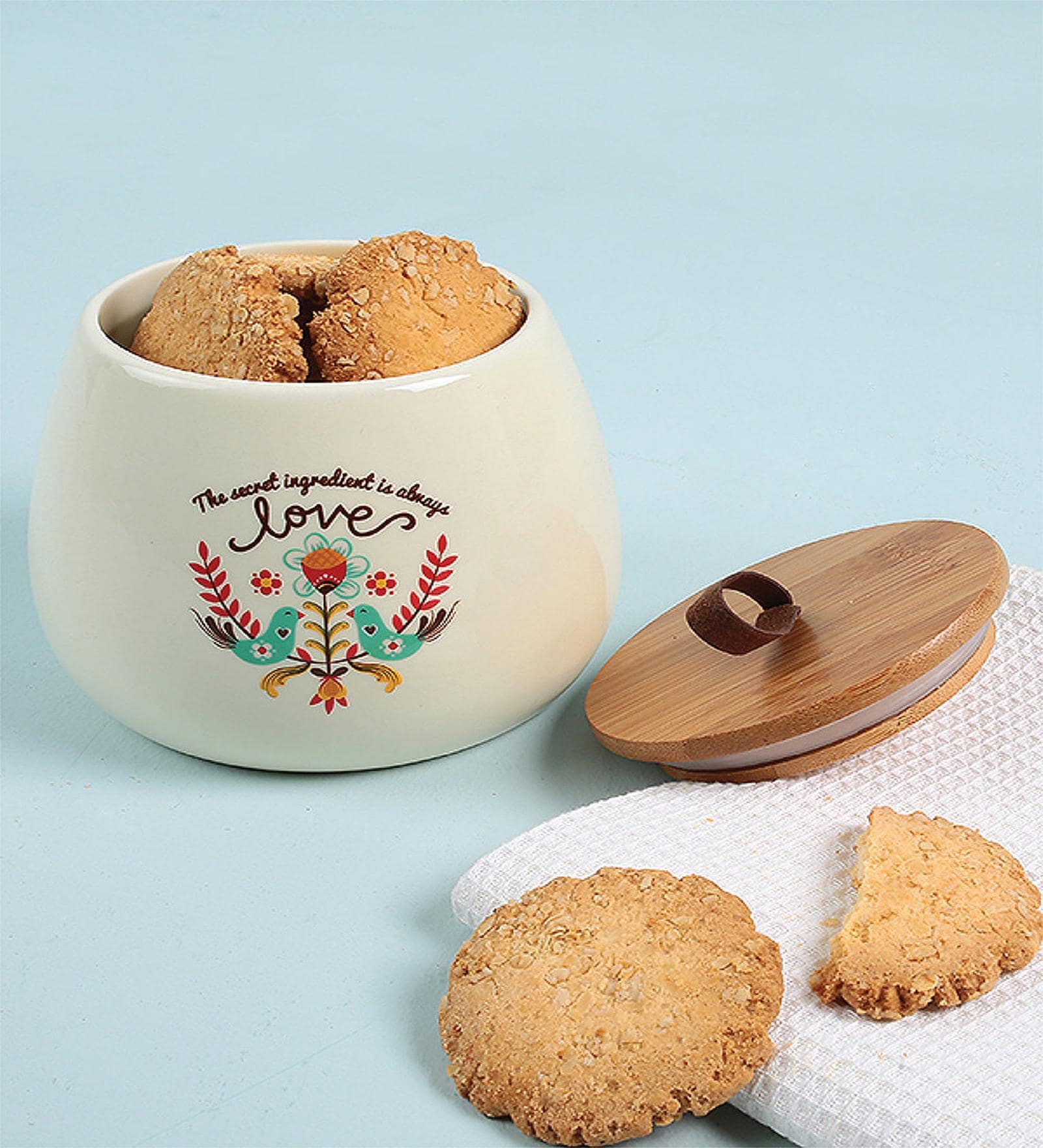 Bake Cookies Ceramic Storage Jar In Ivory