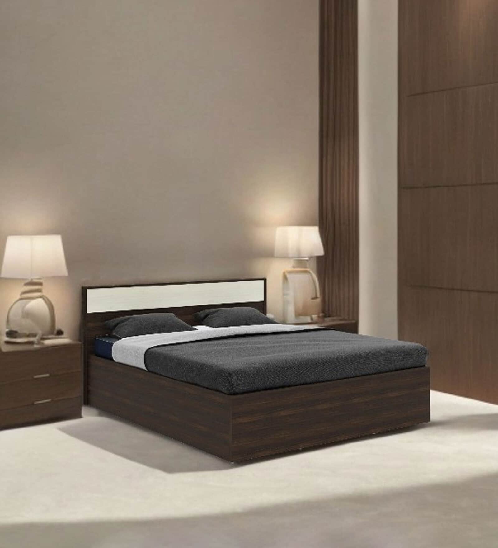 Baleno King Size Bed In Brown & White Finish