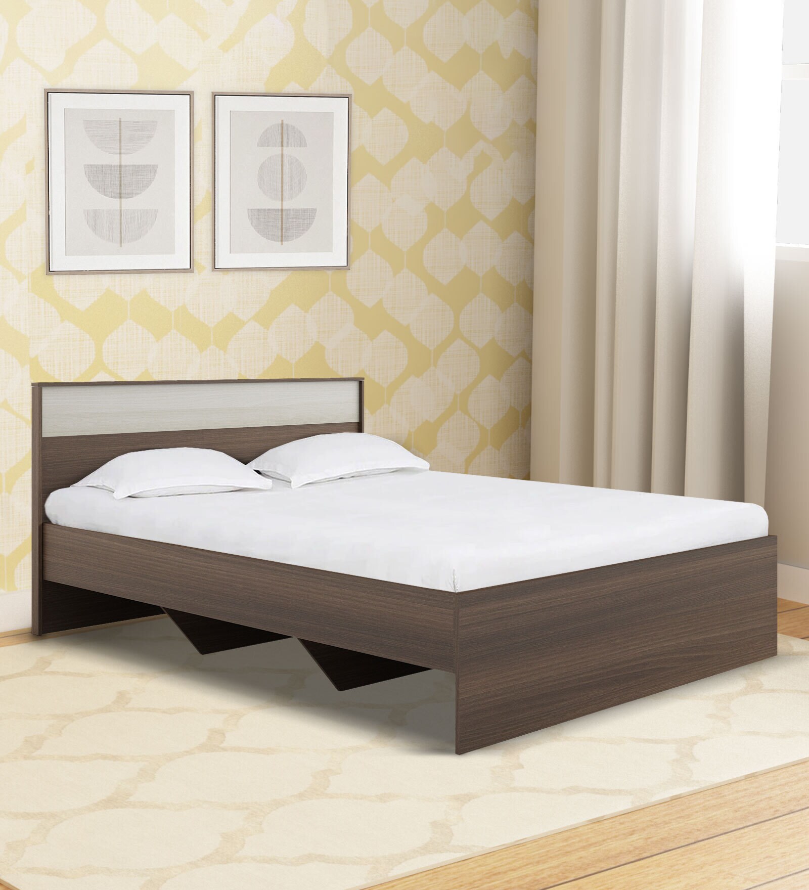 Buy Baleno King Size Bed in Brown & White Colour Without Storage at 60