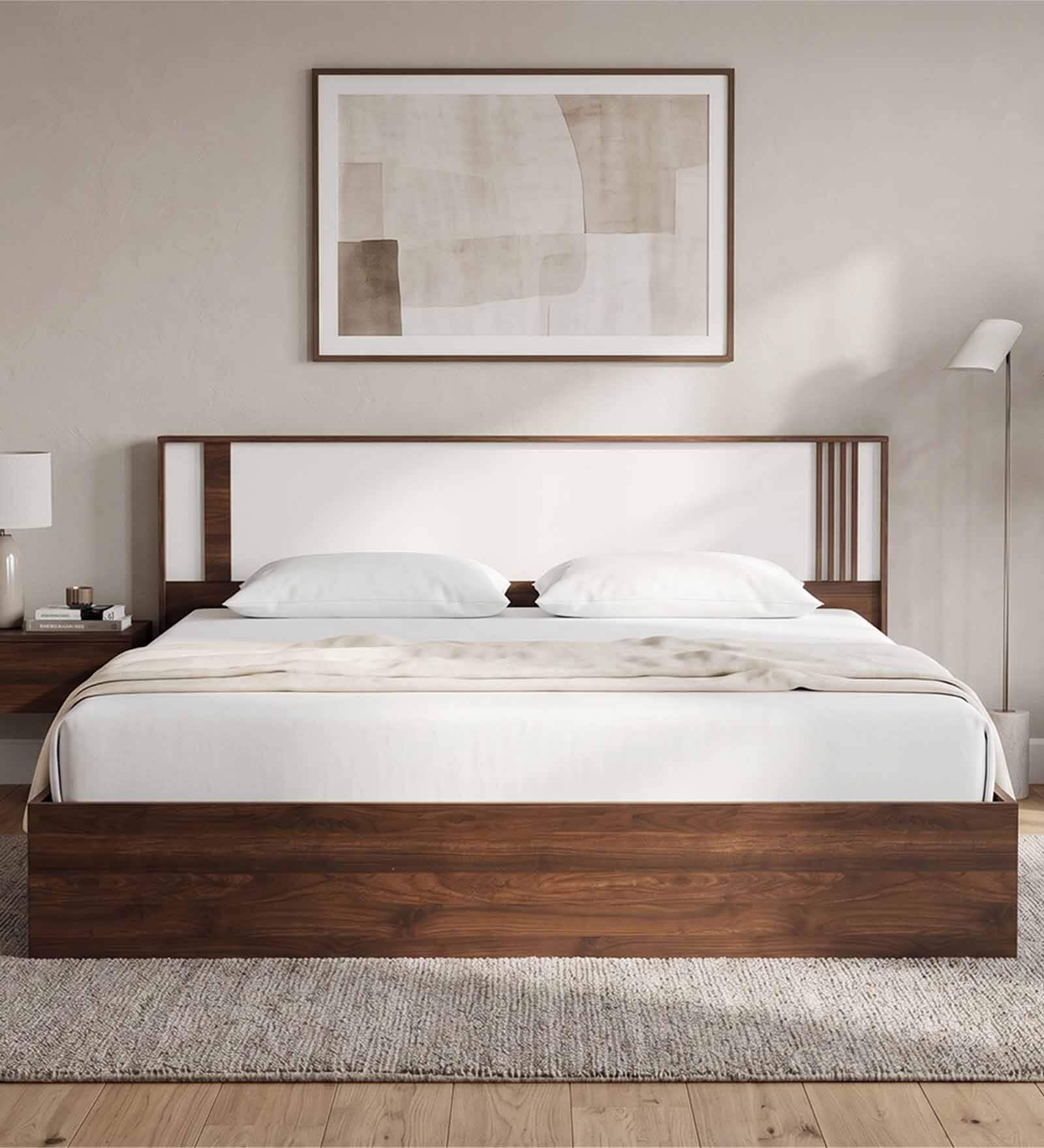 Baleno Queen Size Bed In Sheesham Wood Finish Without Storage