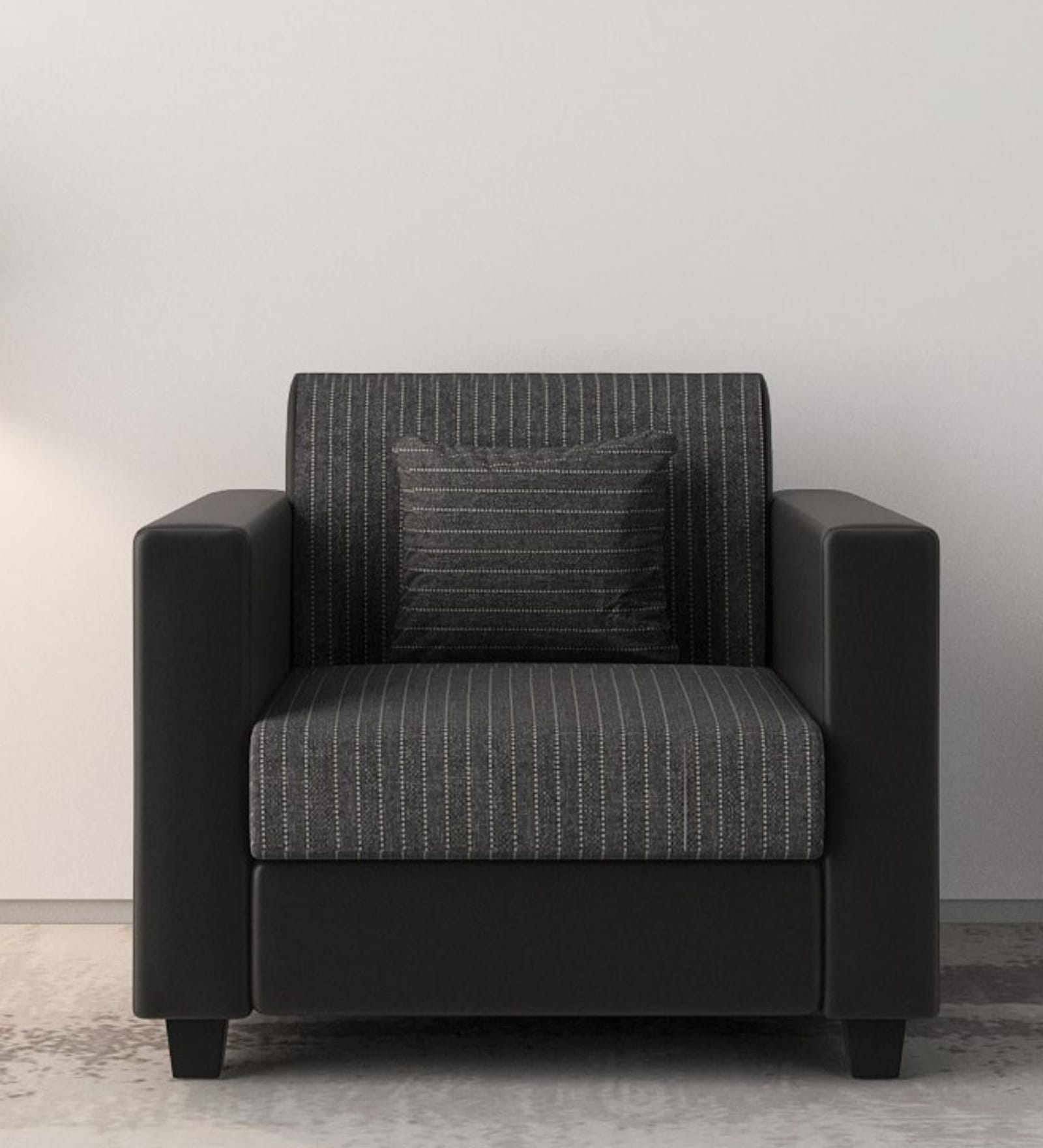 Baley Fabric 1 Seater Sofa In Lama Black Colour