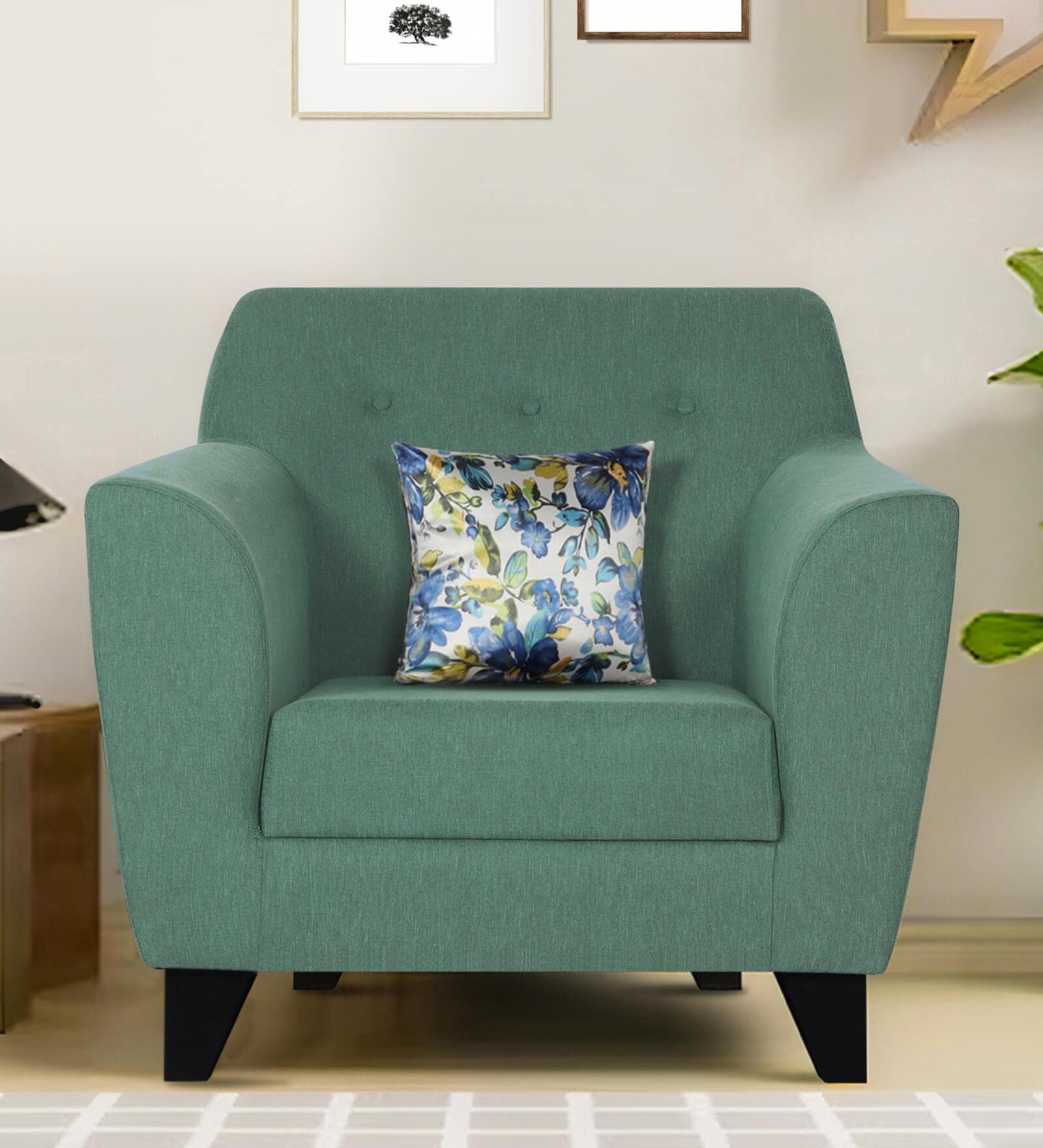 Bali Fabric 1 Seater Sofa In Imperal Green Colour