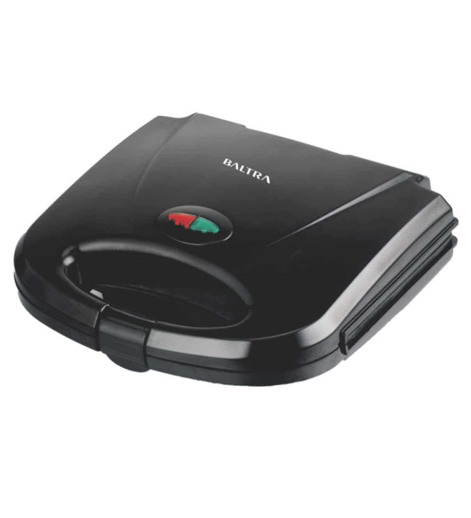 Baltra Serve Sandwich Maker with 2 Slice pocket panel 750 Watt (Black)