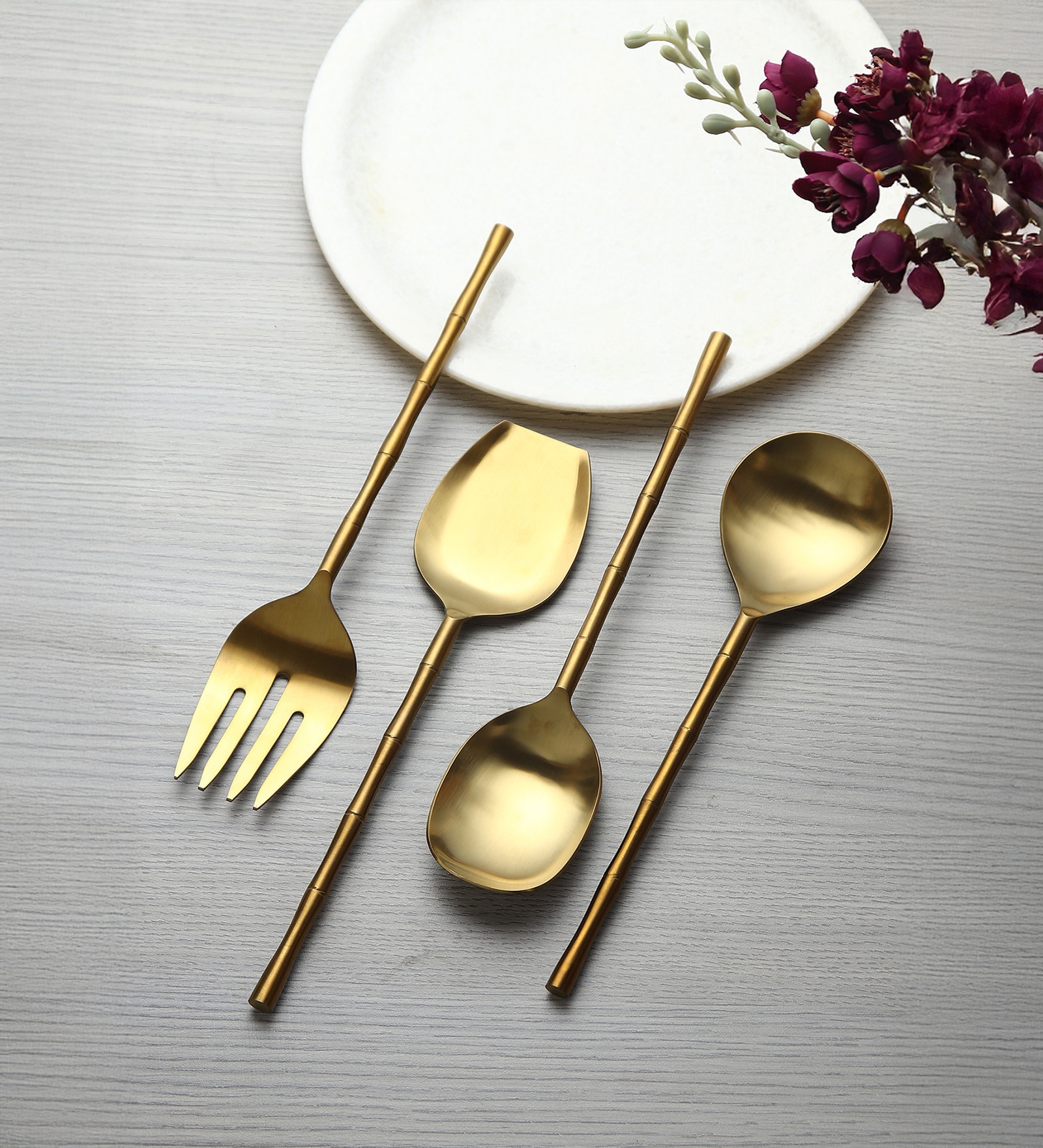 Bamboo Elegance Gold Serving Set