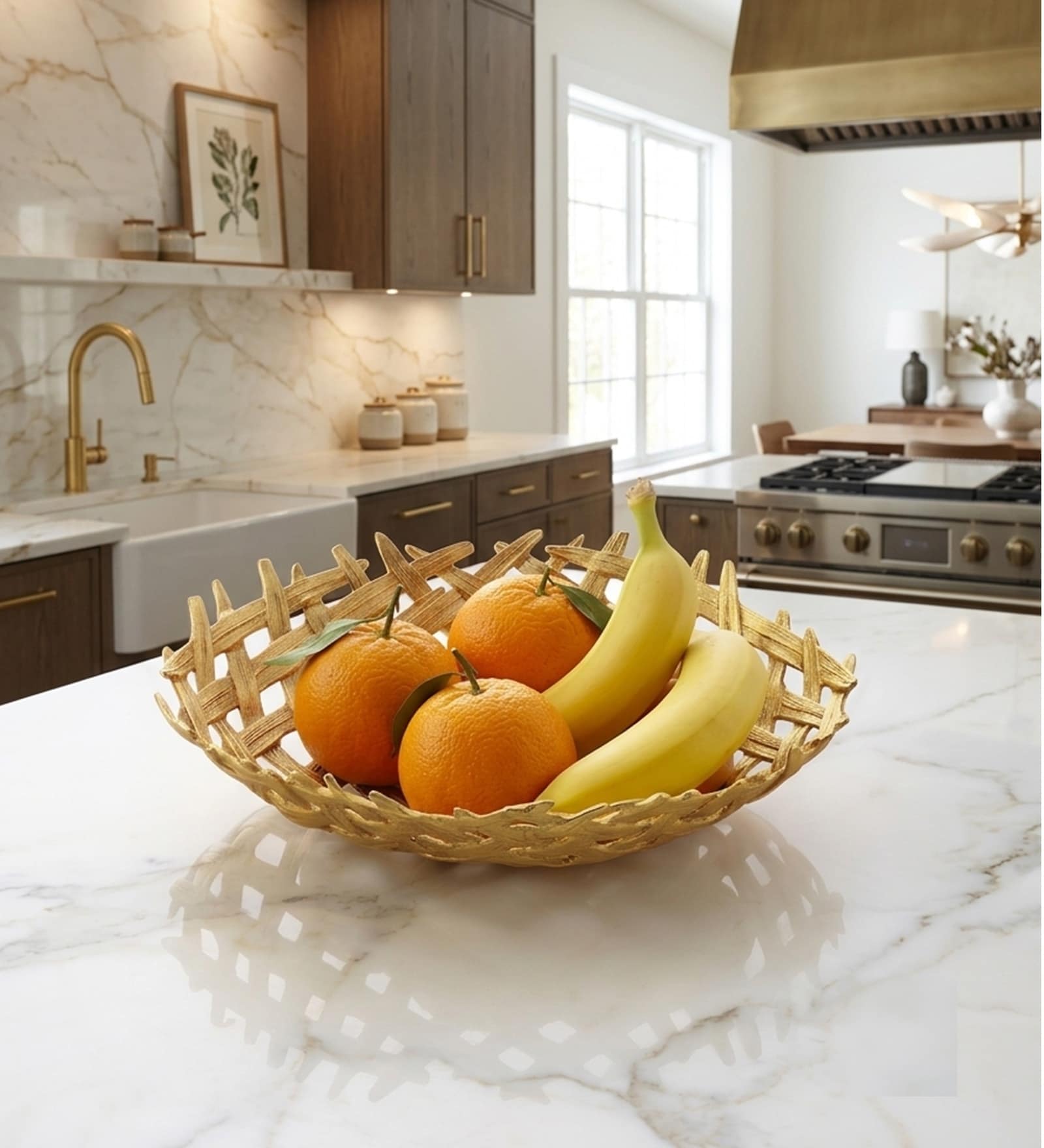 Gold Bamboo Fruit Basket
