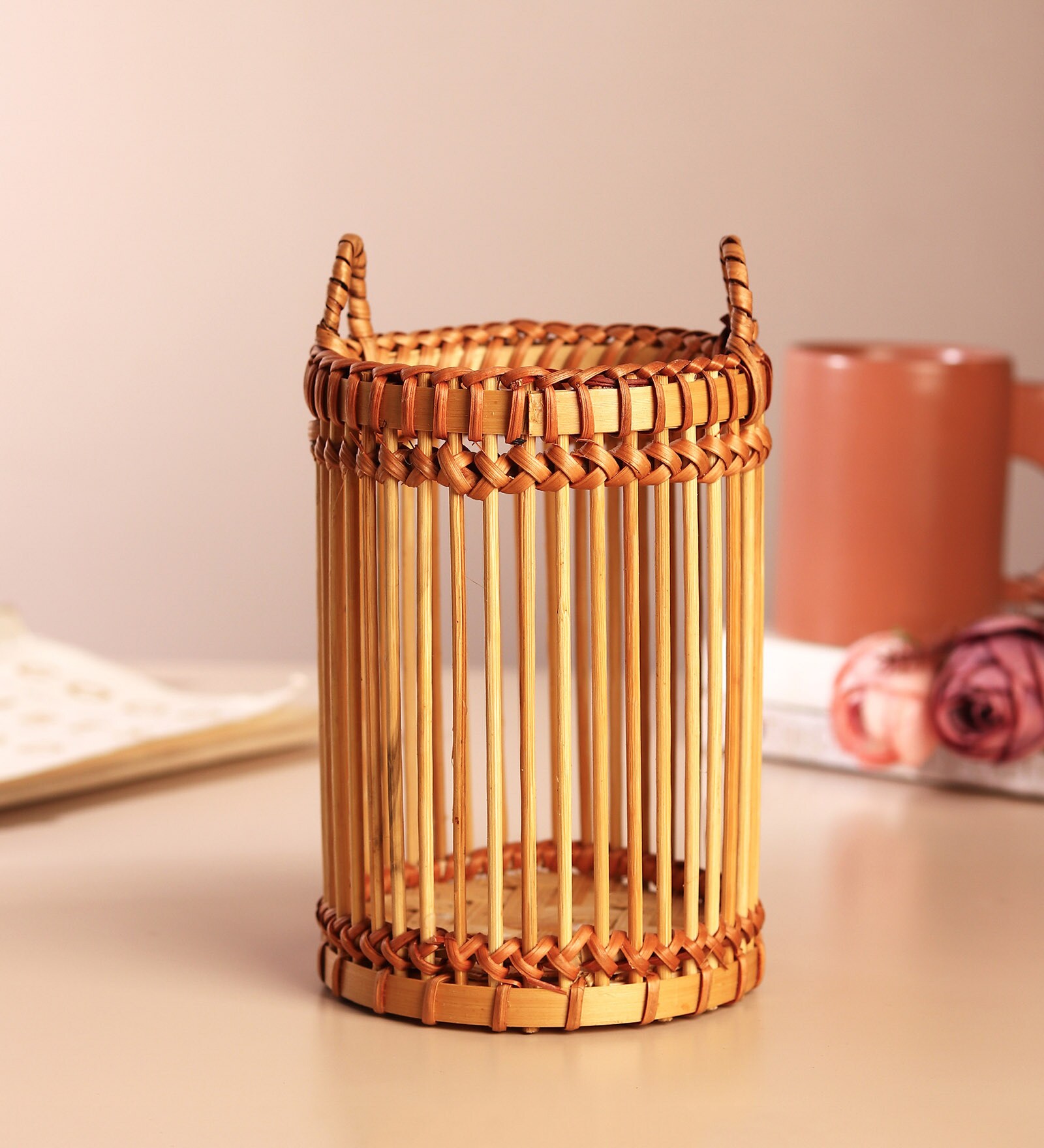 (1Pc) Brown Bamboo Handmade Indoor/Outdoor D cor Tea Light Holder