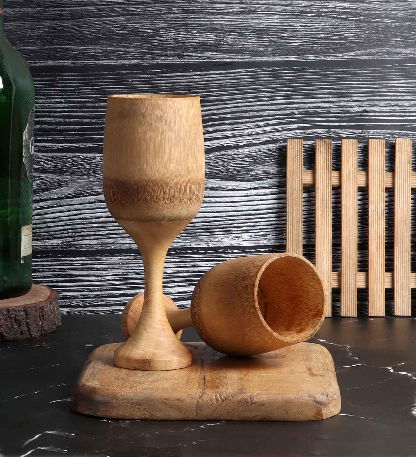 Beige Bamboo HandCrafted (Set of 2) Wine Glasses
