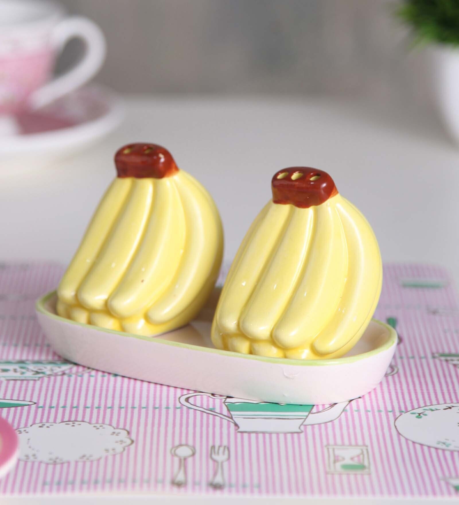 Buy Bananas Ceramic Salt & Pepper Shaker with Tray by A Vintage Affair