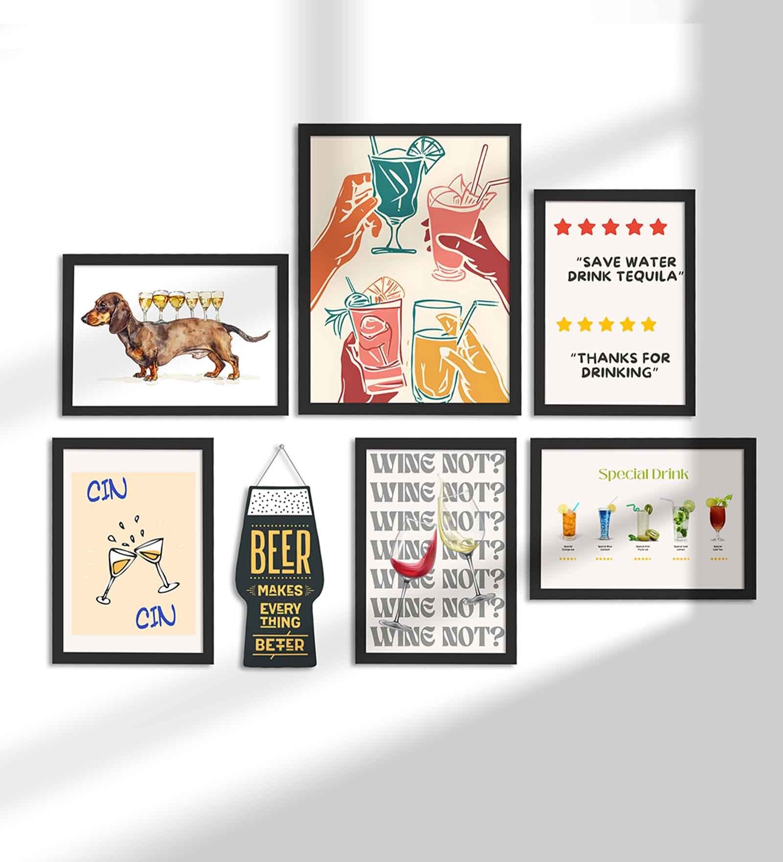 12 Inches Bar And Cocktail Synthetic Wood Framed Wall Art Panel