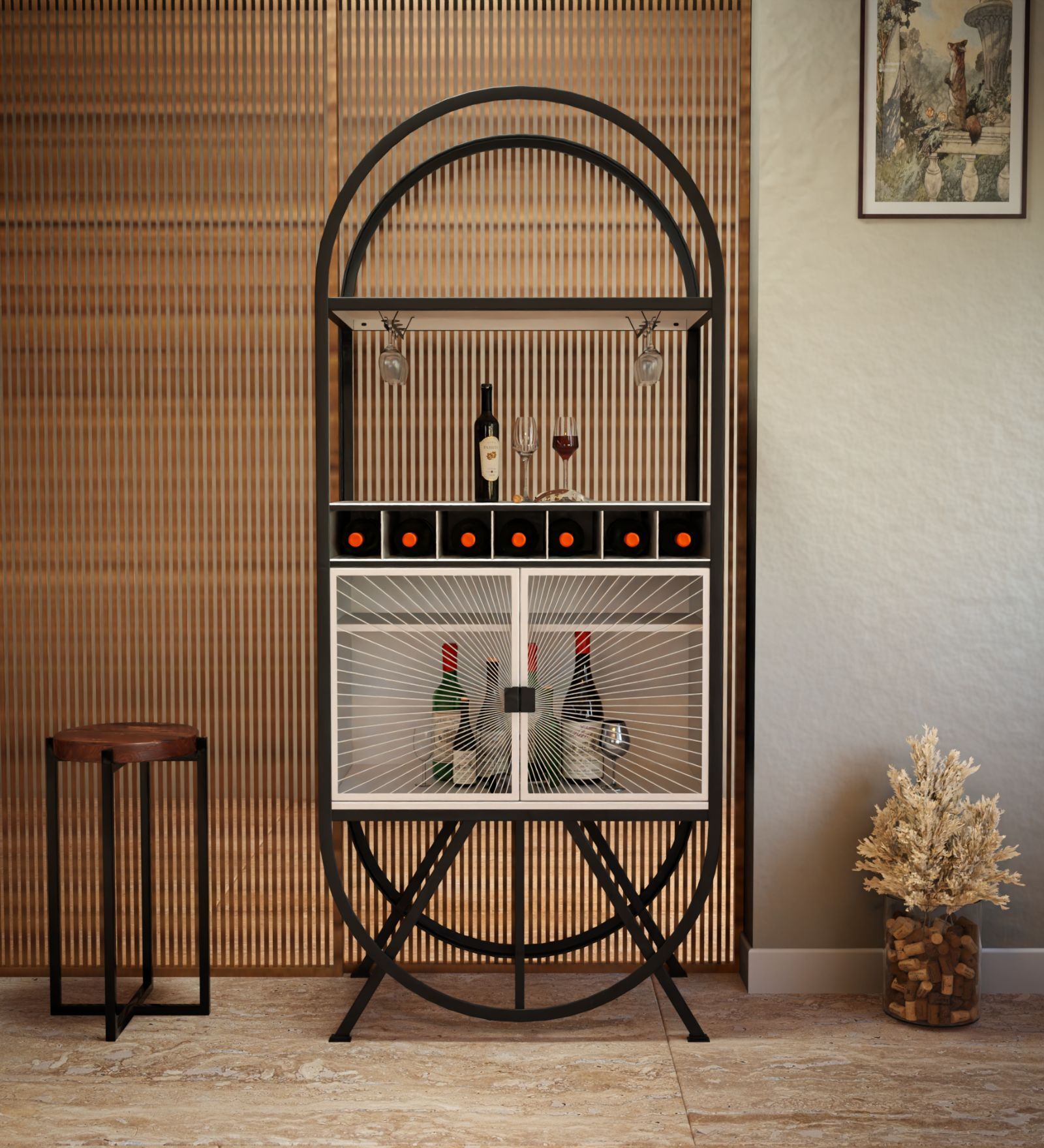 Bar Unit In Black And White Finish