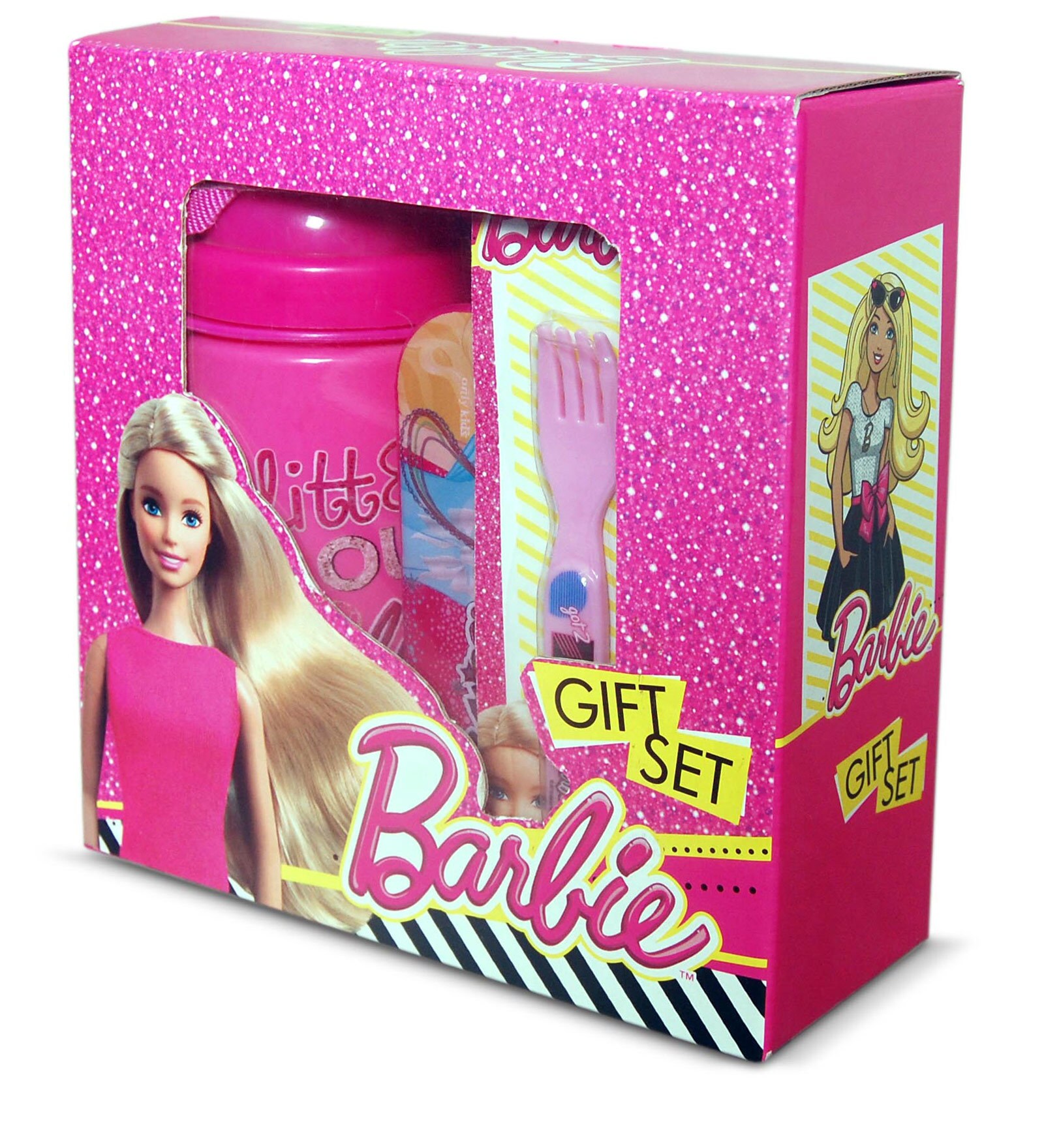 Barbie Giftset, Water Bottle, Lunch Box & Fork and Spoon Combo(BPA Free)