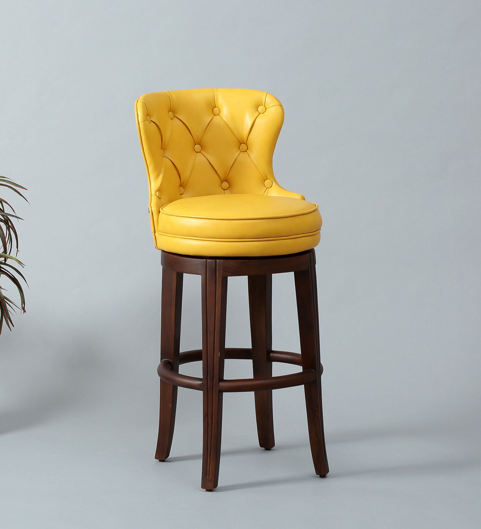 Buy Barco Upholstered Bar Stool In Yellow Colour by Amberville from Pepperfry Pepperfry