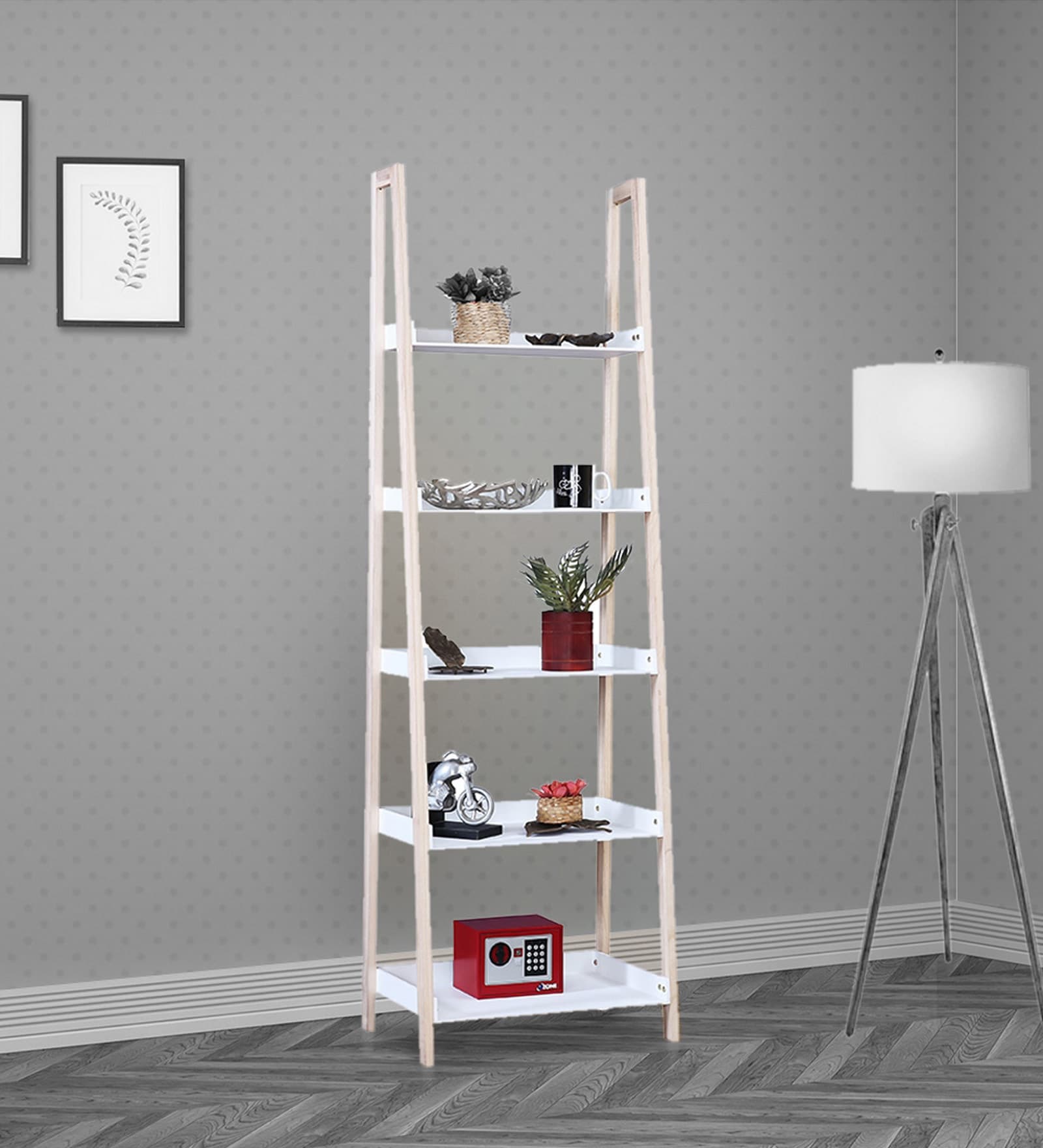 Barnard Ladder Display Unit & Book Shelf in White Colour
