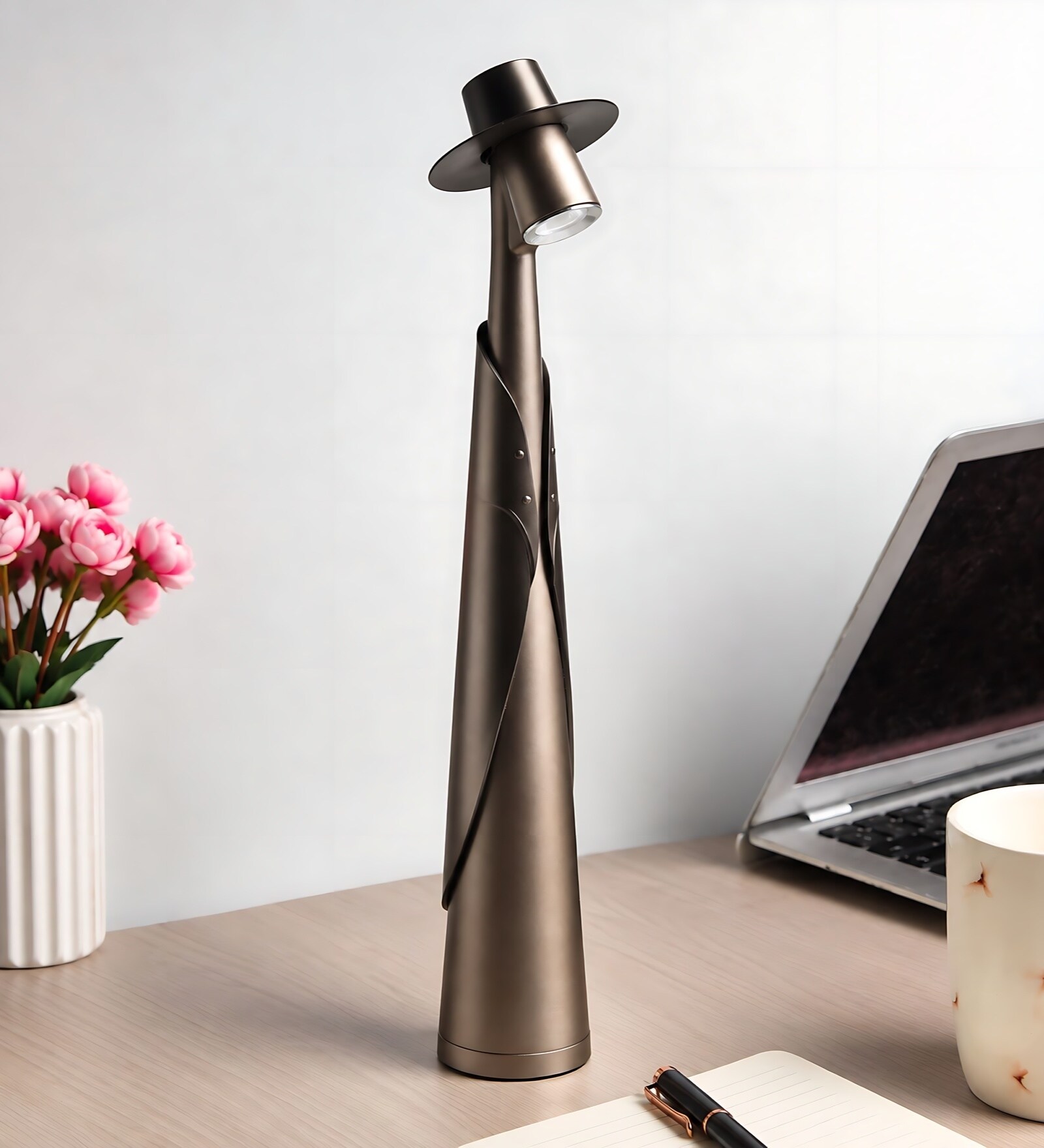 Baron Fedora Hat-Shaped Metal Table Lamp Gunmetal Grey