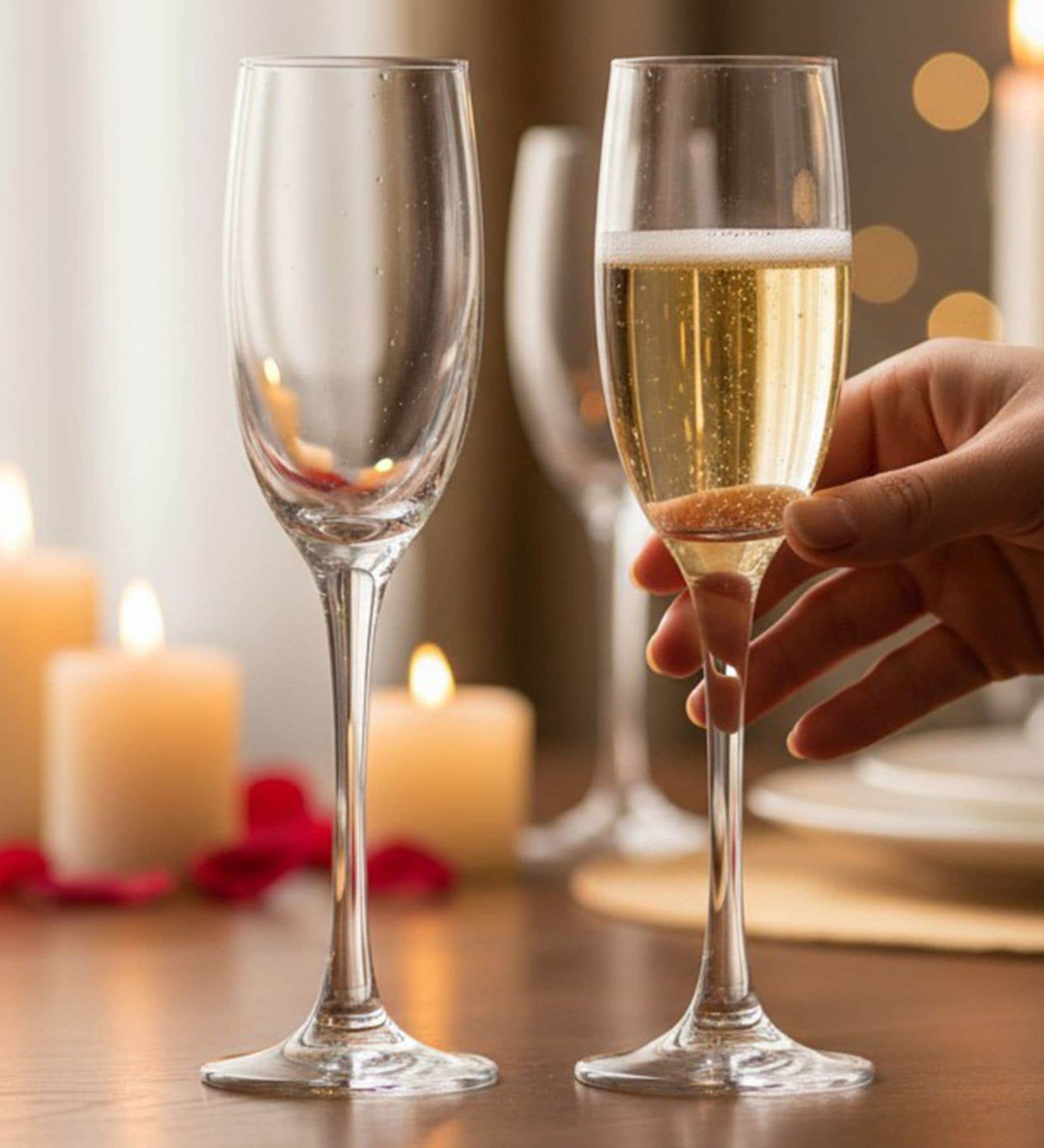 Barone 190 ml Tulip Glass Set of 2 Elegant and Stylish Long Stem Champagne Flutes | Crystal Champagne Premium Glass, Unique Wine Glass