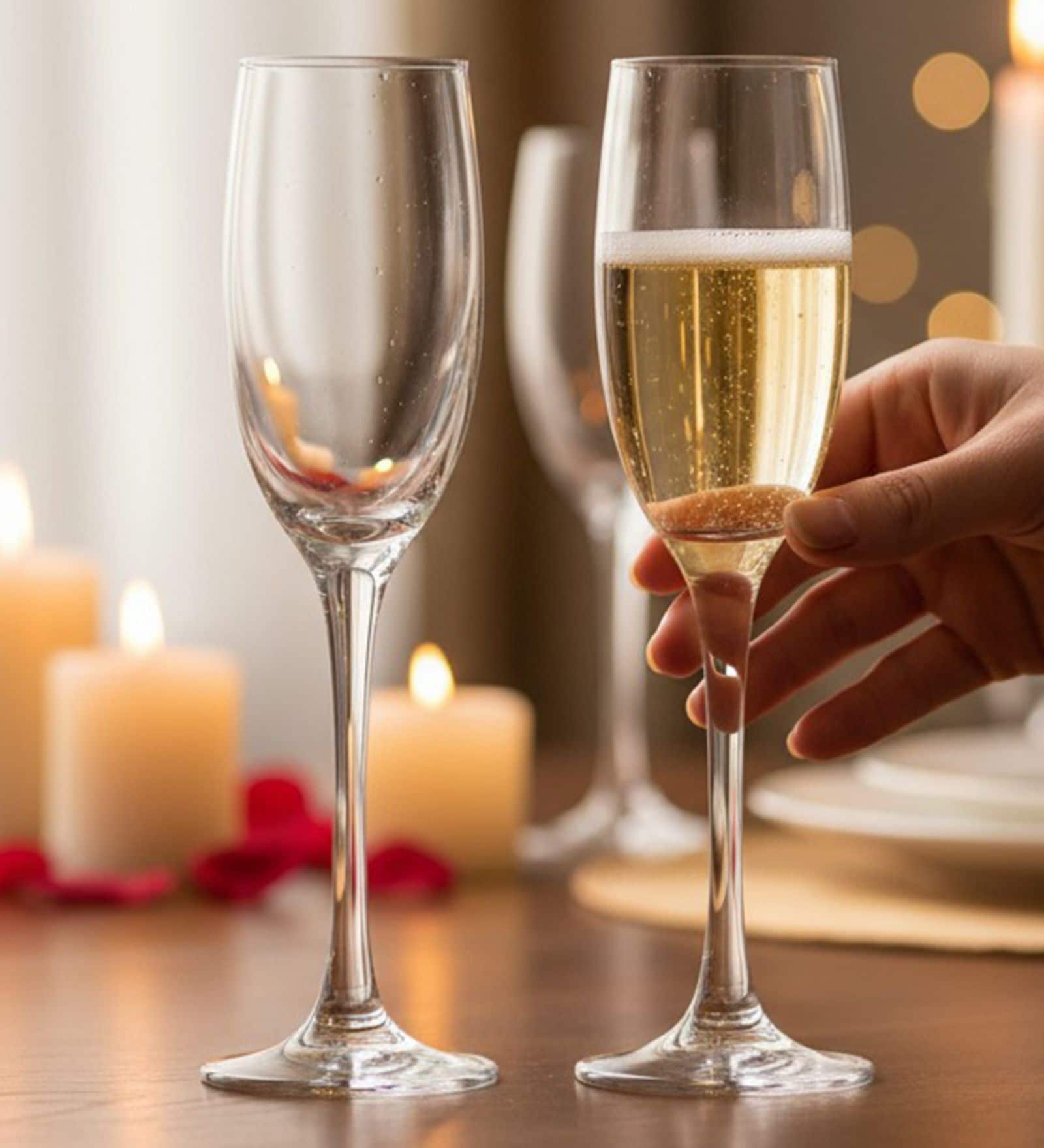 Barone 190 ml Tulip Glass Set of 6 Elegant and Stylish Long Stem Champagne Flutes | Crystal Champagne Premium Glass, Unique Wine Glass