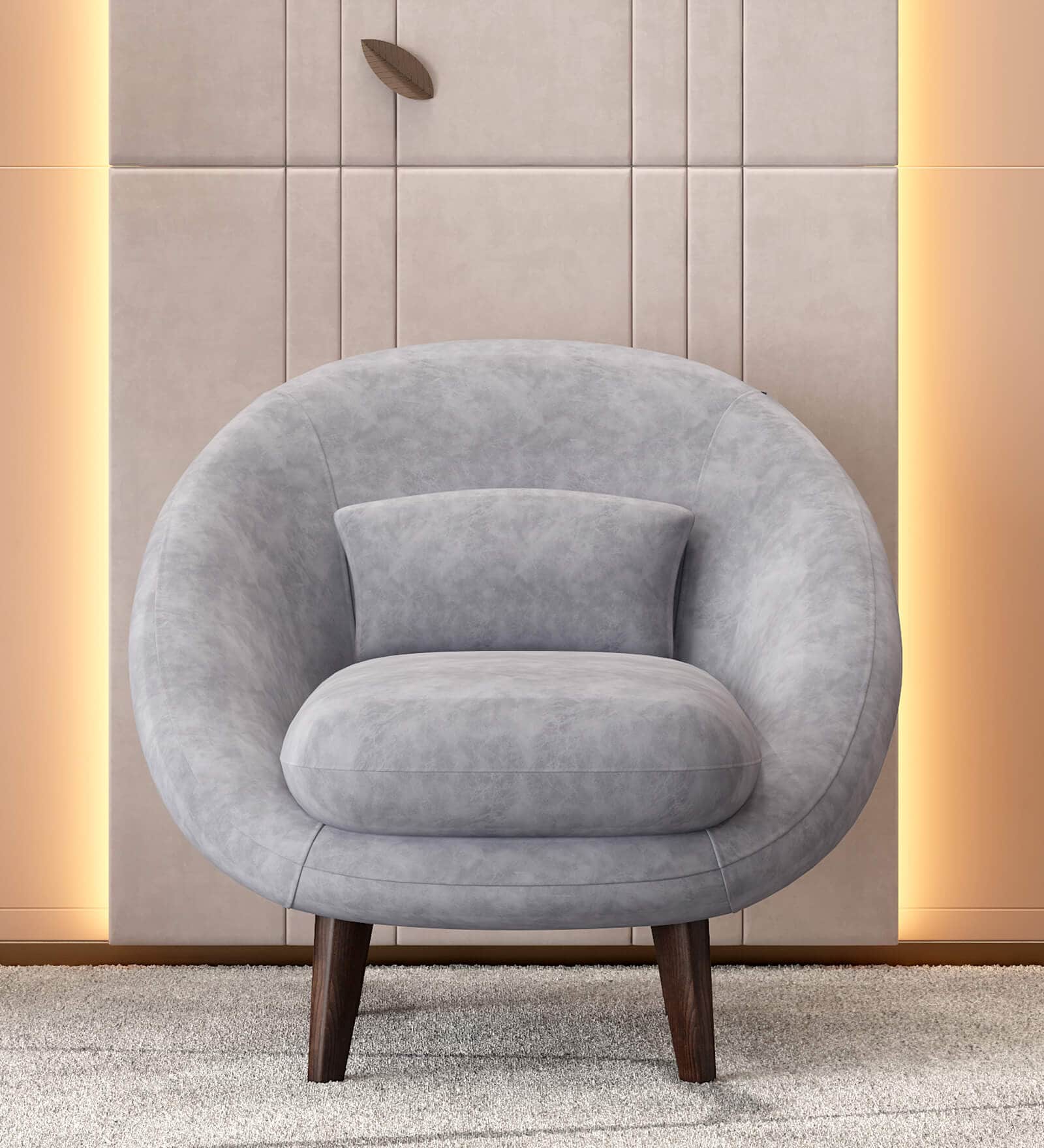 Barret Fabric 1 Seater Sofa In Grey Color