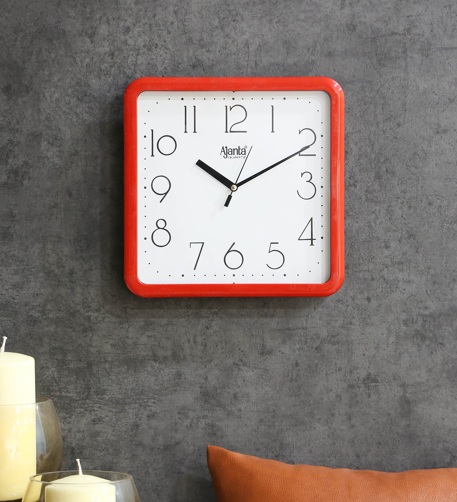 Red Plastic Contemporary Wall Clock