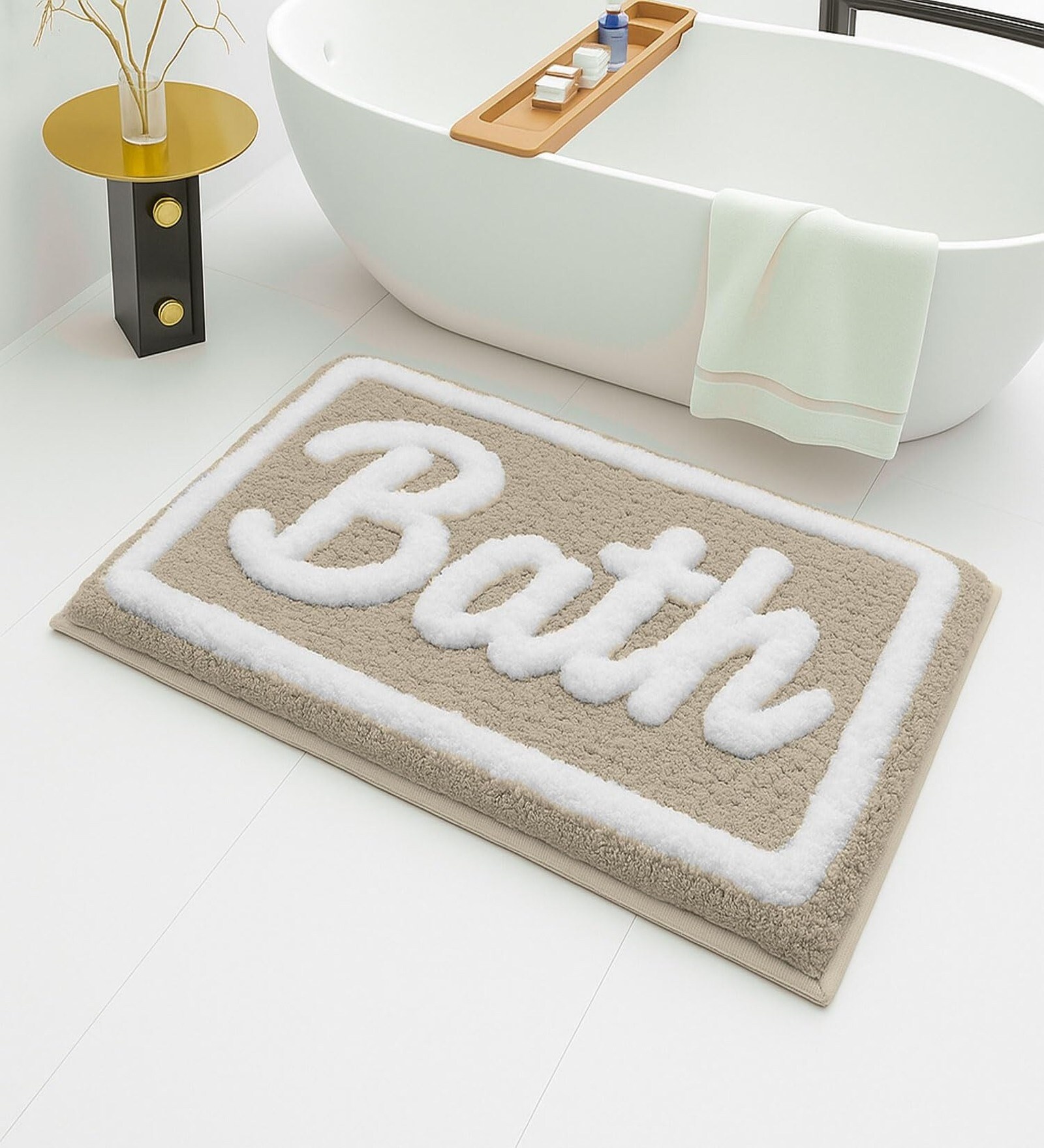 Bath Beige Microfiber 16x24 Inches Super Soft Bath Mat