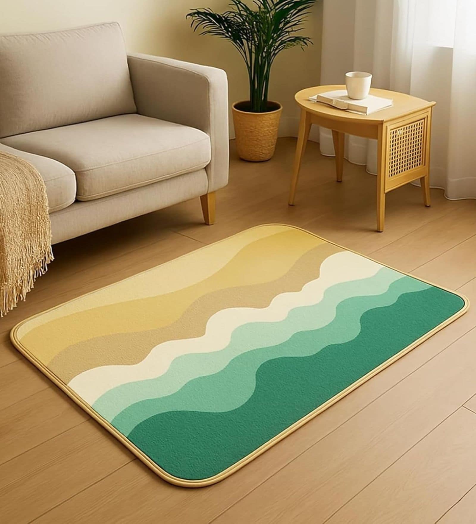 Multicolor Wave Pattern Anti-Slip Bath Mat
