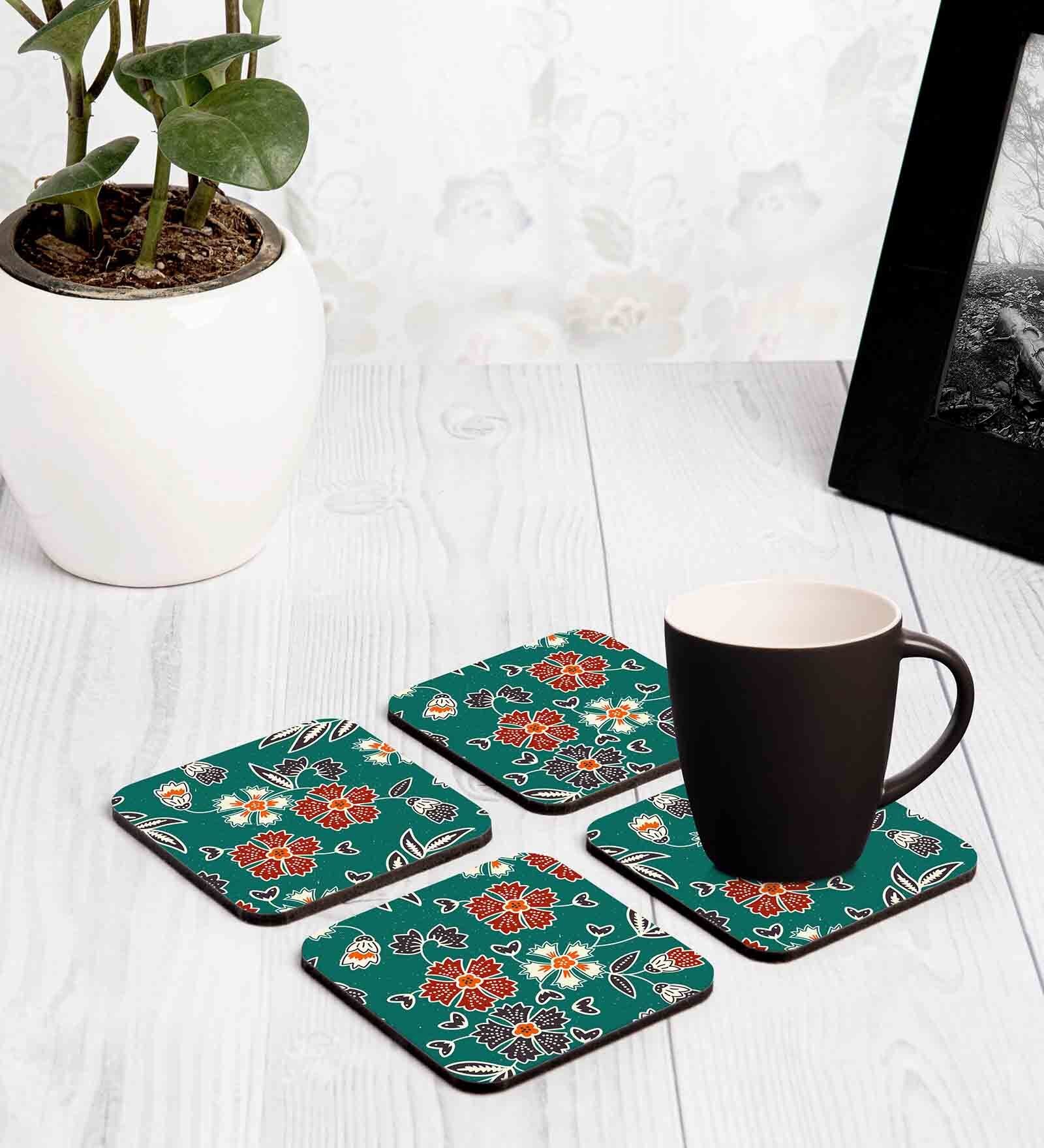 Batik Emerald (Set of 4) Engineered Wood Coaster