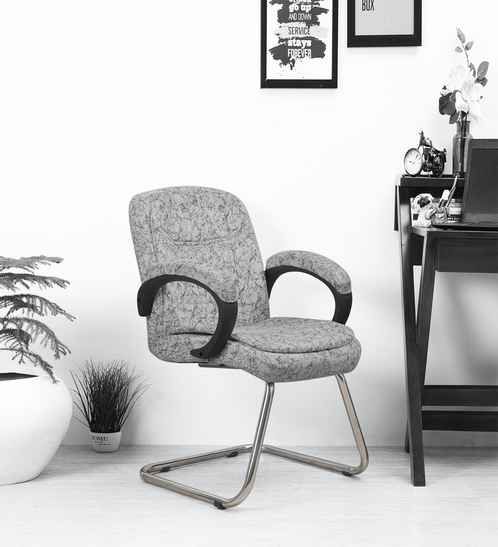 Baxtonn Cantilever Chair in White Colour Baxtonn Cantilever Chair in White Colour