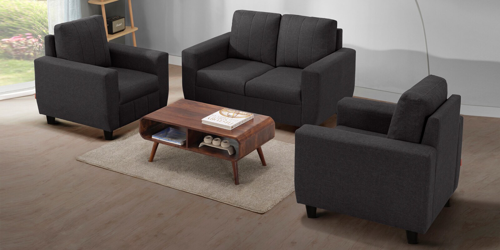 Bae 2+1+1 Seater Sofa Set In Woody Brown Colour
