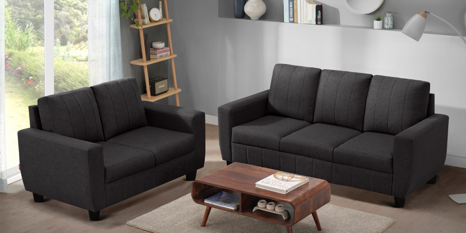 Bae 3+2 Seater Sofa Set In Woody Brown Colour