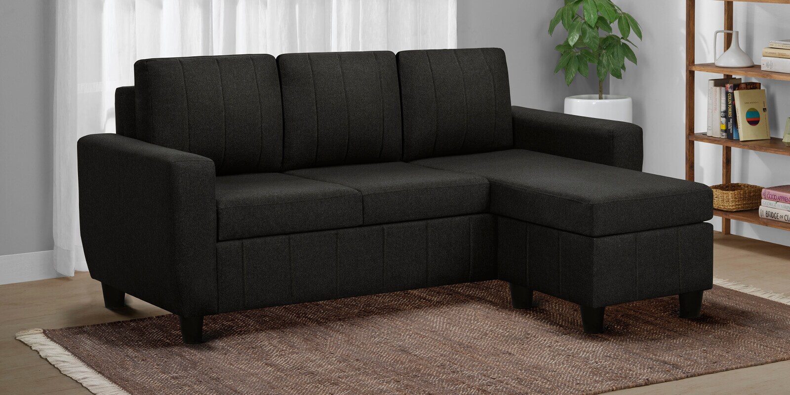Bae Fabric Interchangeable LHS Sectional Sofa in Woody Brown Colour