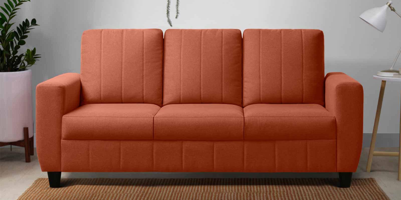 Bae Fabric 3 Seater Sofa in Ember Orange Colour Bae Fabric 3 Seater Sofa in Ember Orange Colour