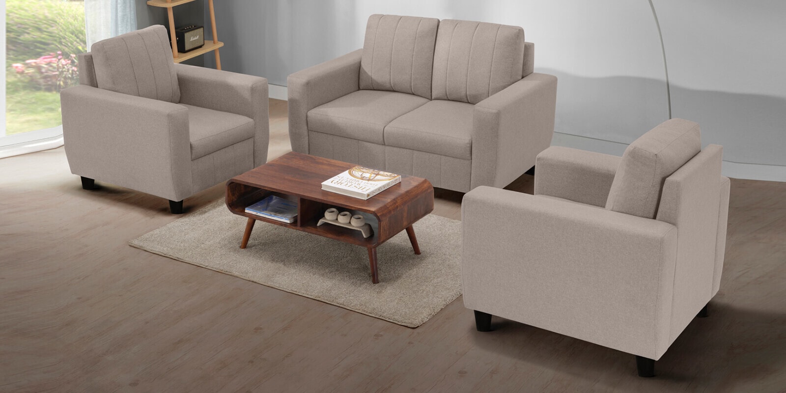 Bae Sofa (2+1+1) In Pebble Brown Colour Bae Sofa (2+1+1) In Pebble Brown Colour