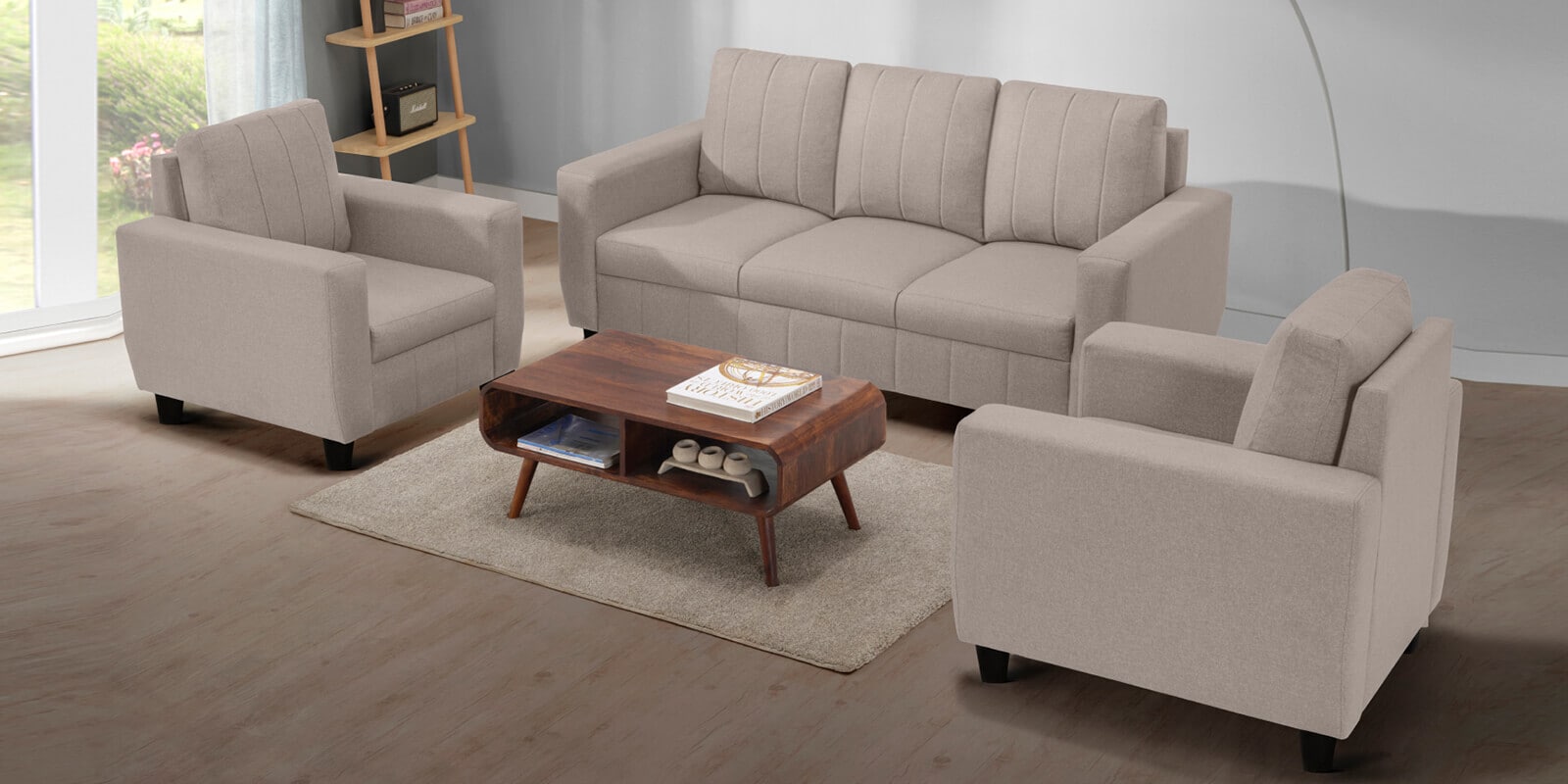 Bae Sofa (3+1+1) In Pebble Brown Colour Bae Sofa (3+1+1) In Pebble Brown Colour