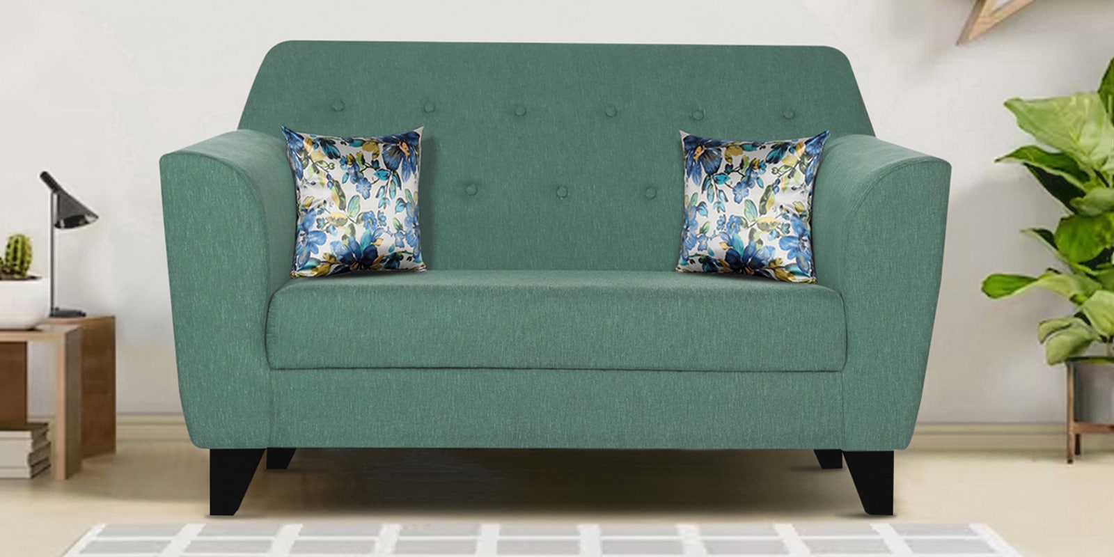 Bali Fabric 2 Seater Sofa In Imperal Green Colour