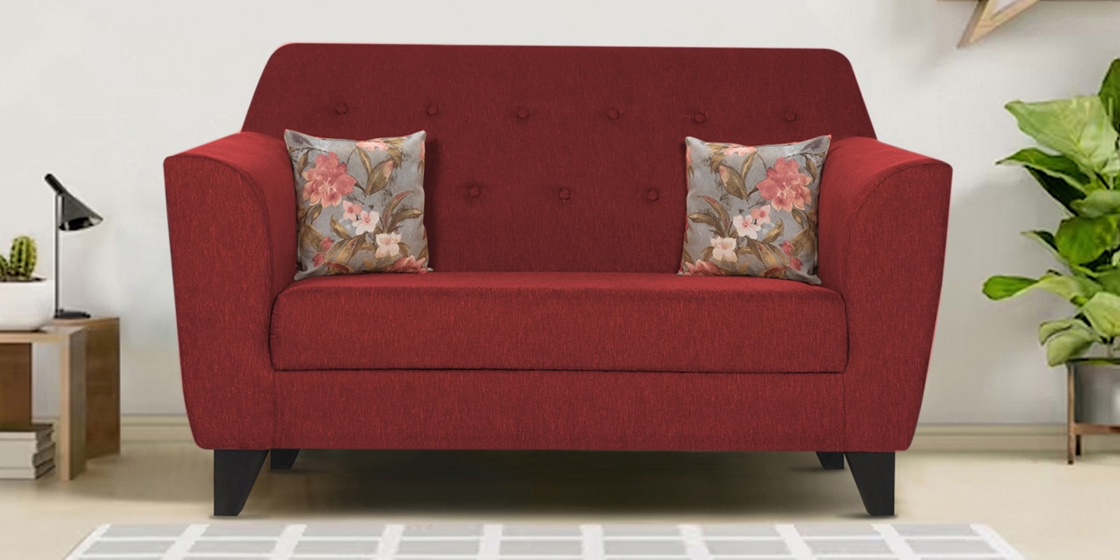 Bali Fabric 2 Seater Sofa in Red Colour
