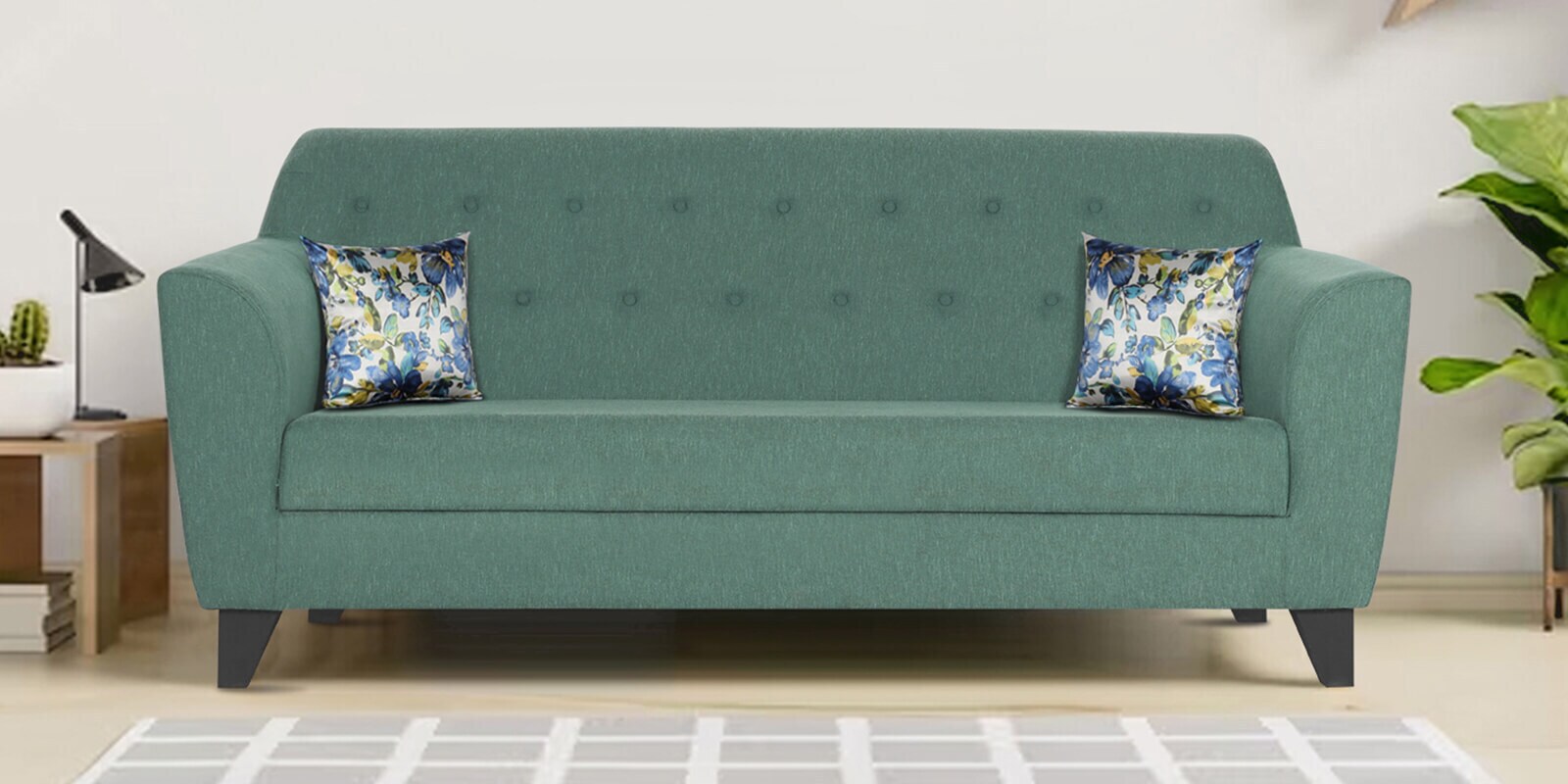 Bali Fabric 3 Seater Sofa In Imperal Green Colour