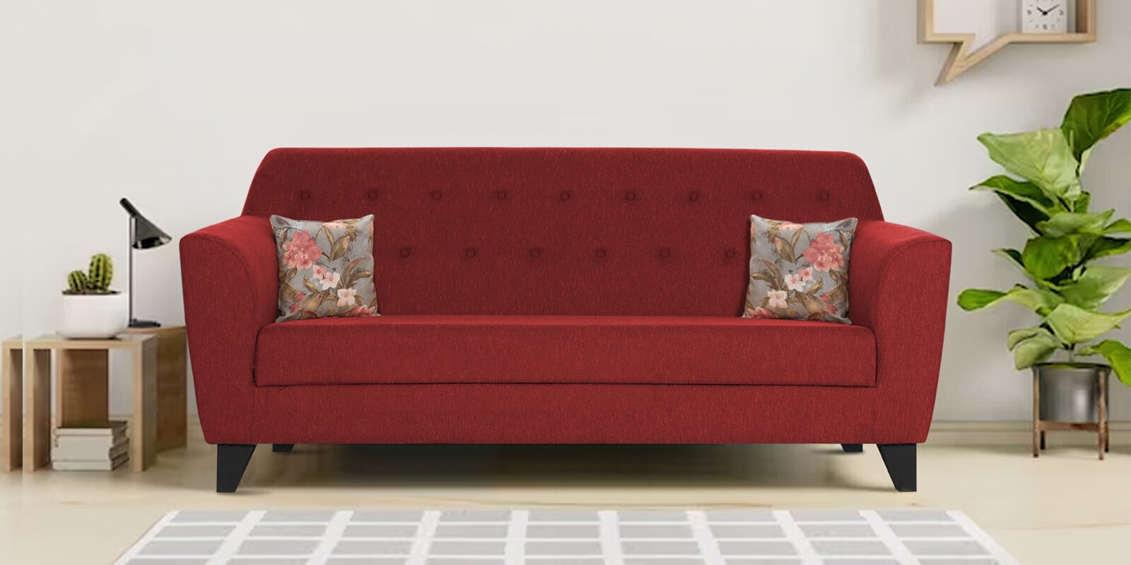 Bali Fabric 3 Seater Sofa in Red Colour