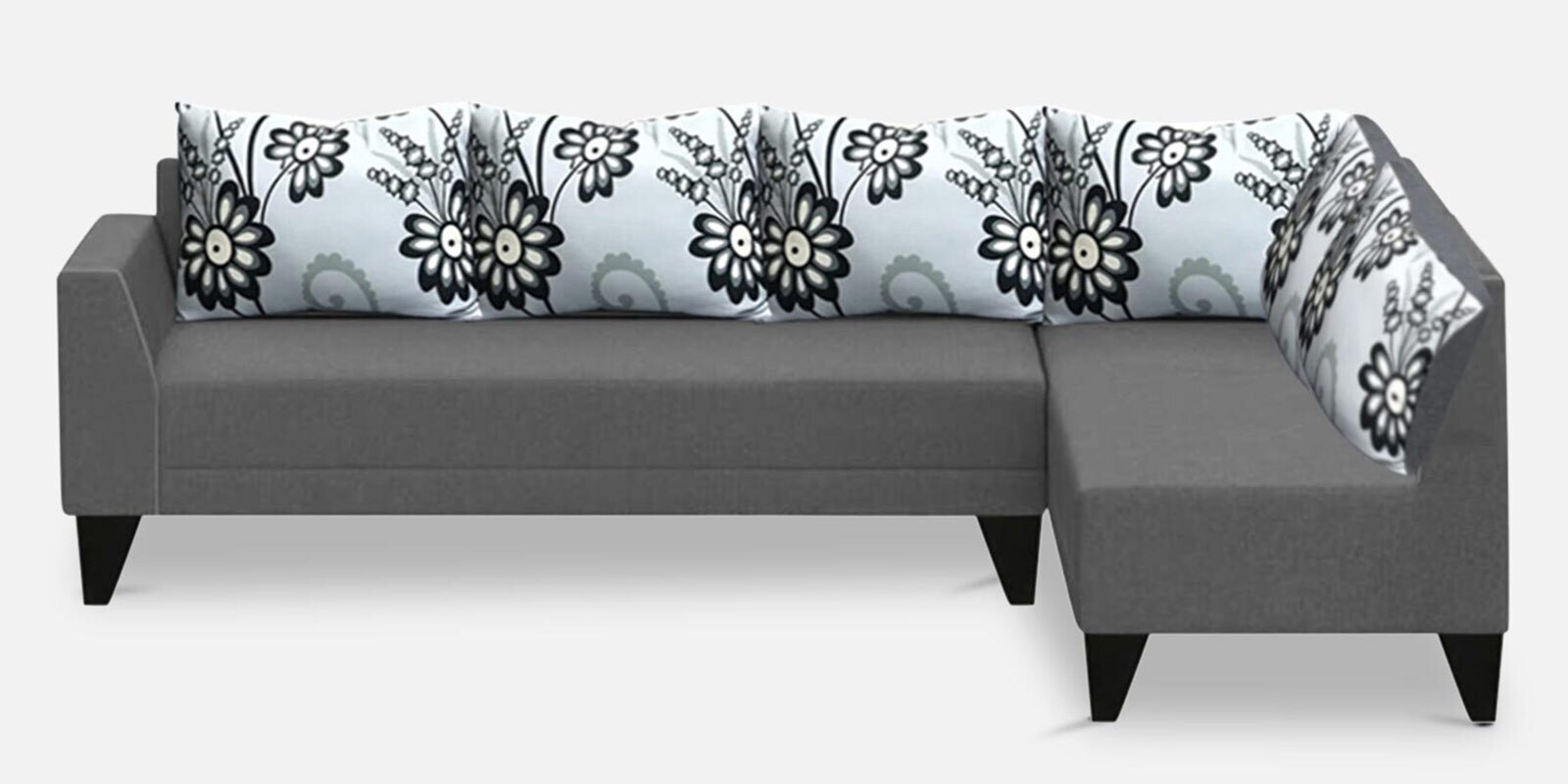 Barceto 5 Seater LHS L Shape Sofa Set in Dark Grey Colour