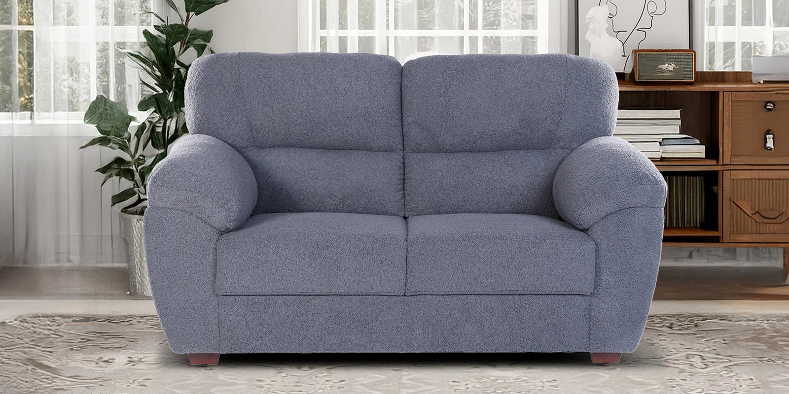 Bari Boucle Fabric 2 Seater Sofa in Grey Color