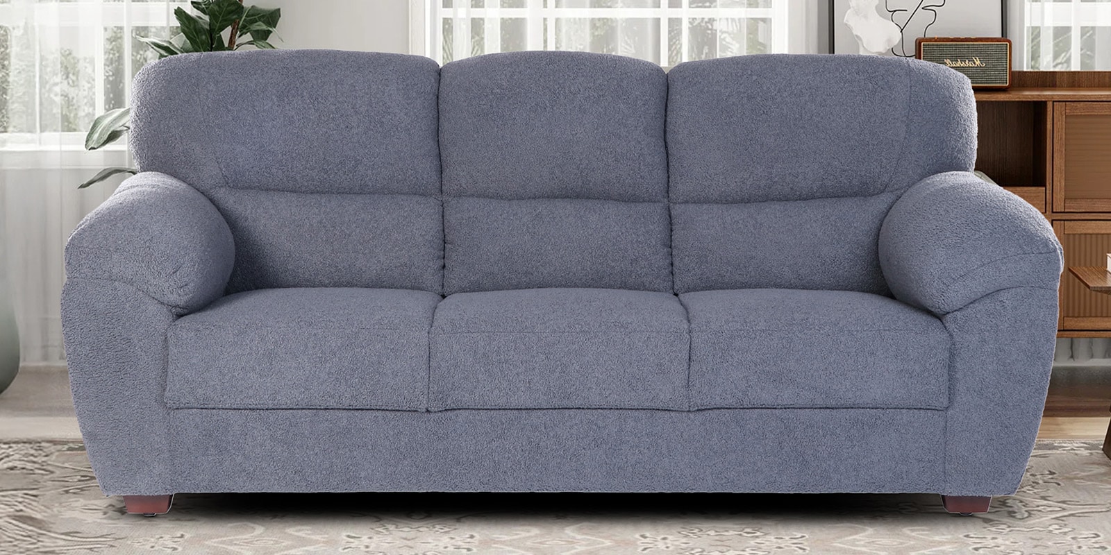 Bari Boucle Fabric 3 Seater Sofa in Grey Color