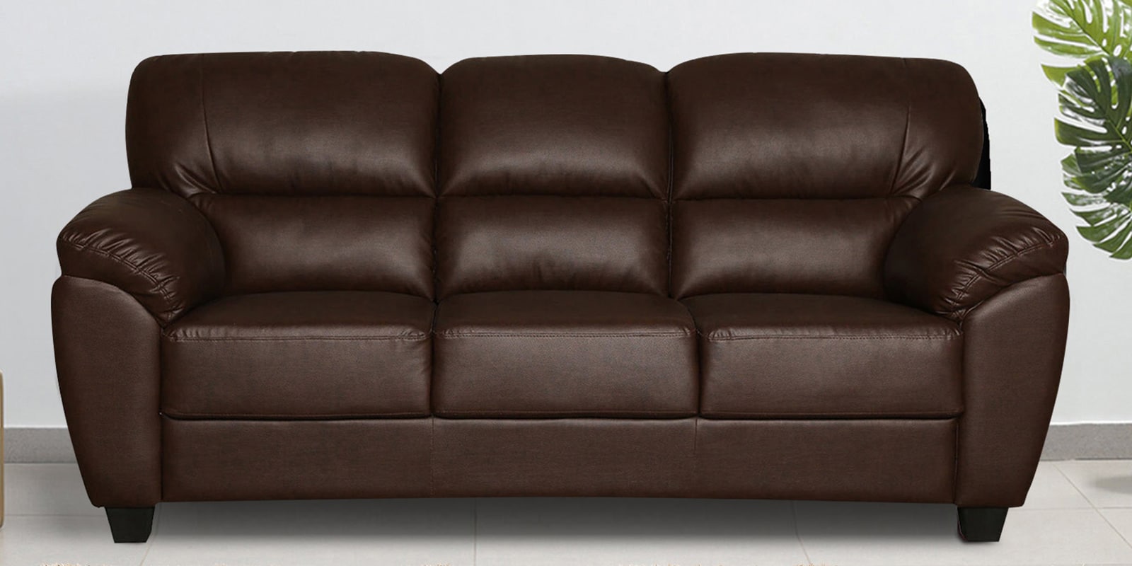 Bari Leatherette 3 Seater Sofa In Dark Brown Colour Bari Leatherette 3 Seater Sofa In Dark Brown Colour