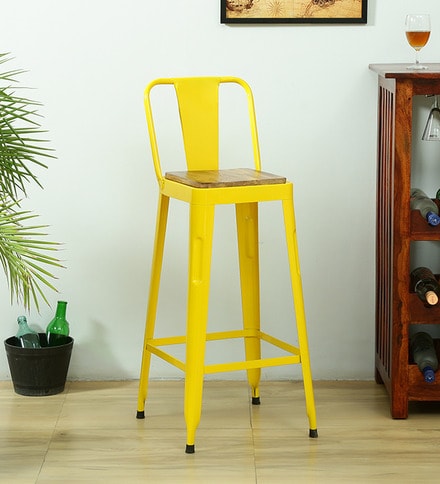 yellow wood bar stools