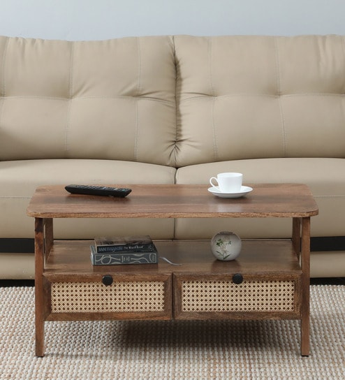 Baarn Mango Wood Large Coffee Table In Rustic Teak Finish