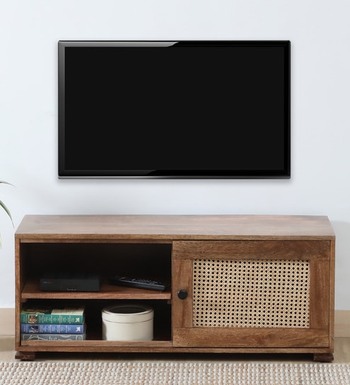 Baarn Mango Wood TV Console In Rustic Teak Finish