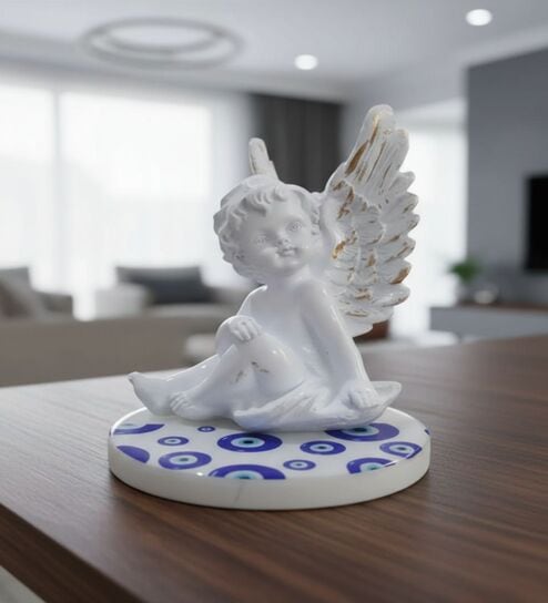 Baby Angel With Evil Eye Marble Base
