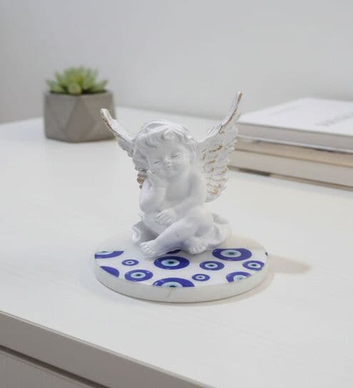 Baby Angel With Evil Eye Marble Base