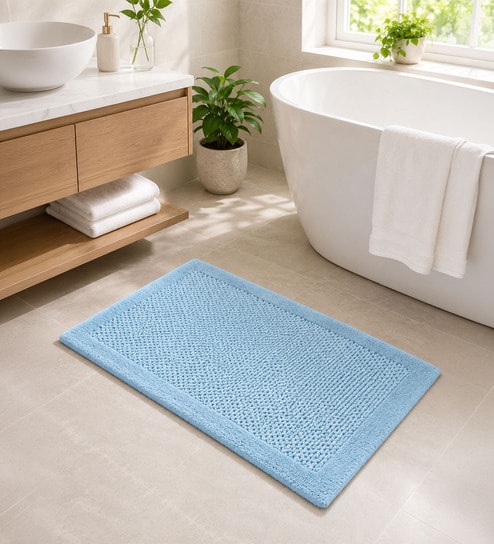 Baby Blue Reversible Cotton Bathmat (50x80 cm)