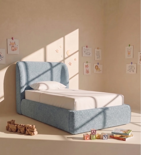 Baby Breeze Kids Twin Bed In Blue Colour