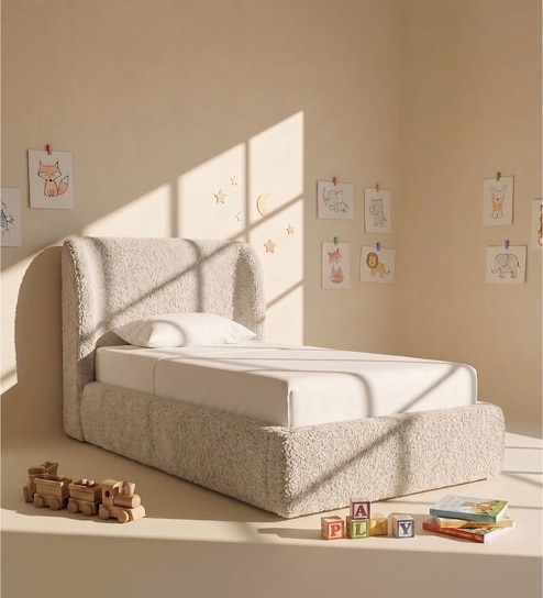 Baby Breeze Kids Twin Bed In Cream Colour